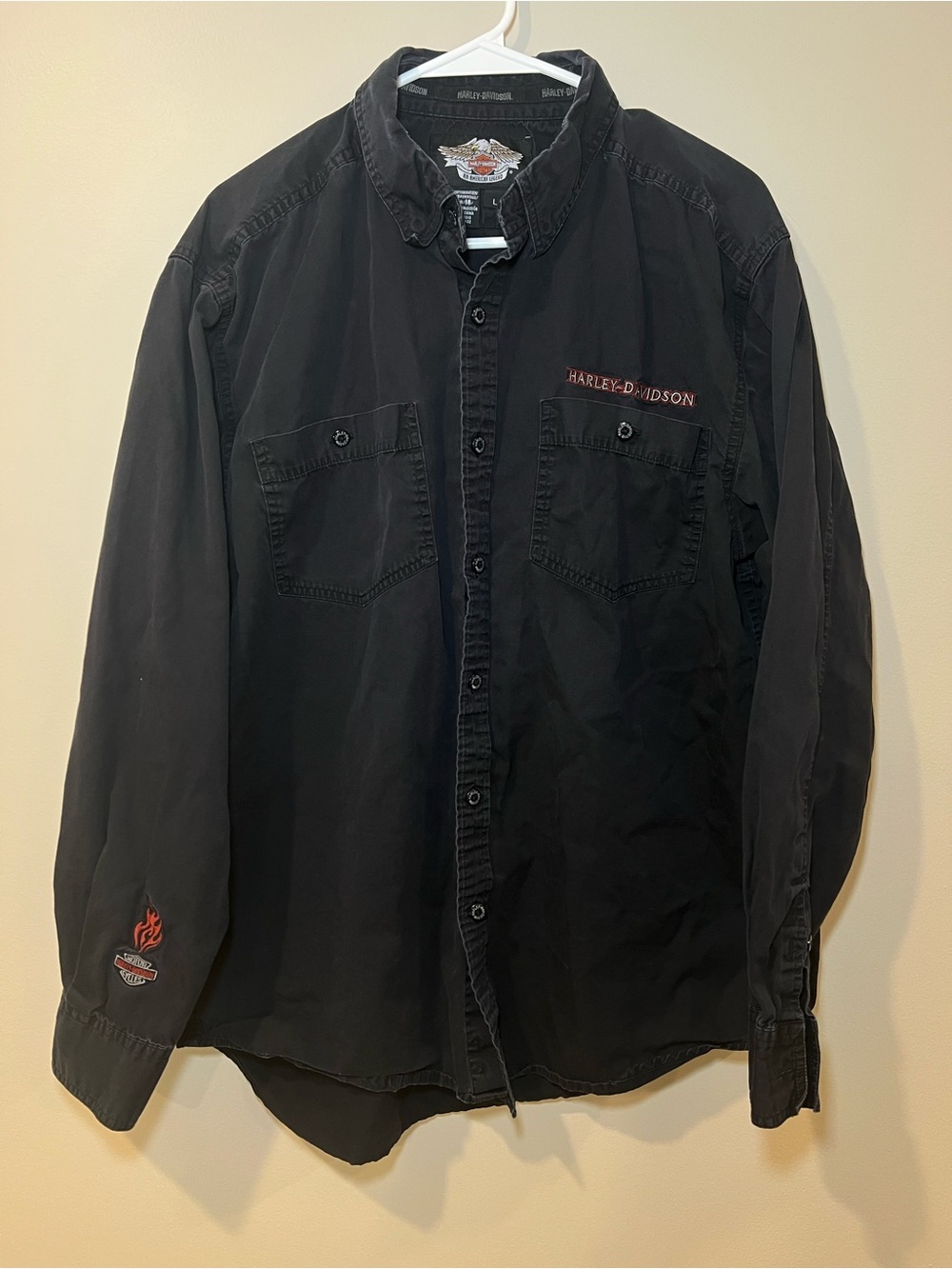 Vintage Harley Davidson Long-Sleeve Button Biker Shirt Y2K
